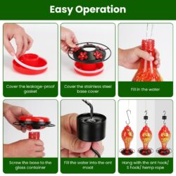 Hand-Blown Glass Hummingbird Feeder - Image 5