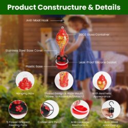 Hand-Blown Glass Hummingbird Feeder - Image 7