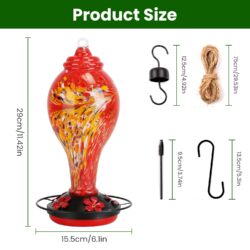 Hand-Blown Glass Hummingbird Feeder - Image 4