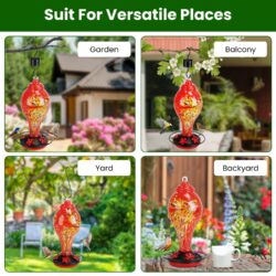 Hand-Blown Glass Hummingbird Feeder - Image 3