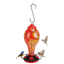Hand-Blown Glass Hummingbird Feeder - Image 13
